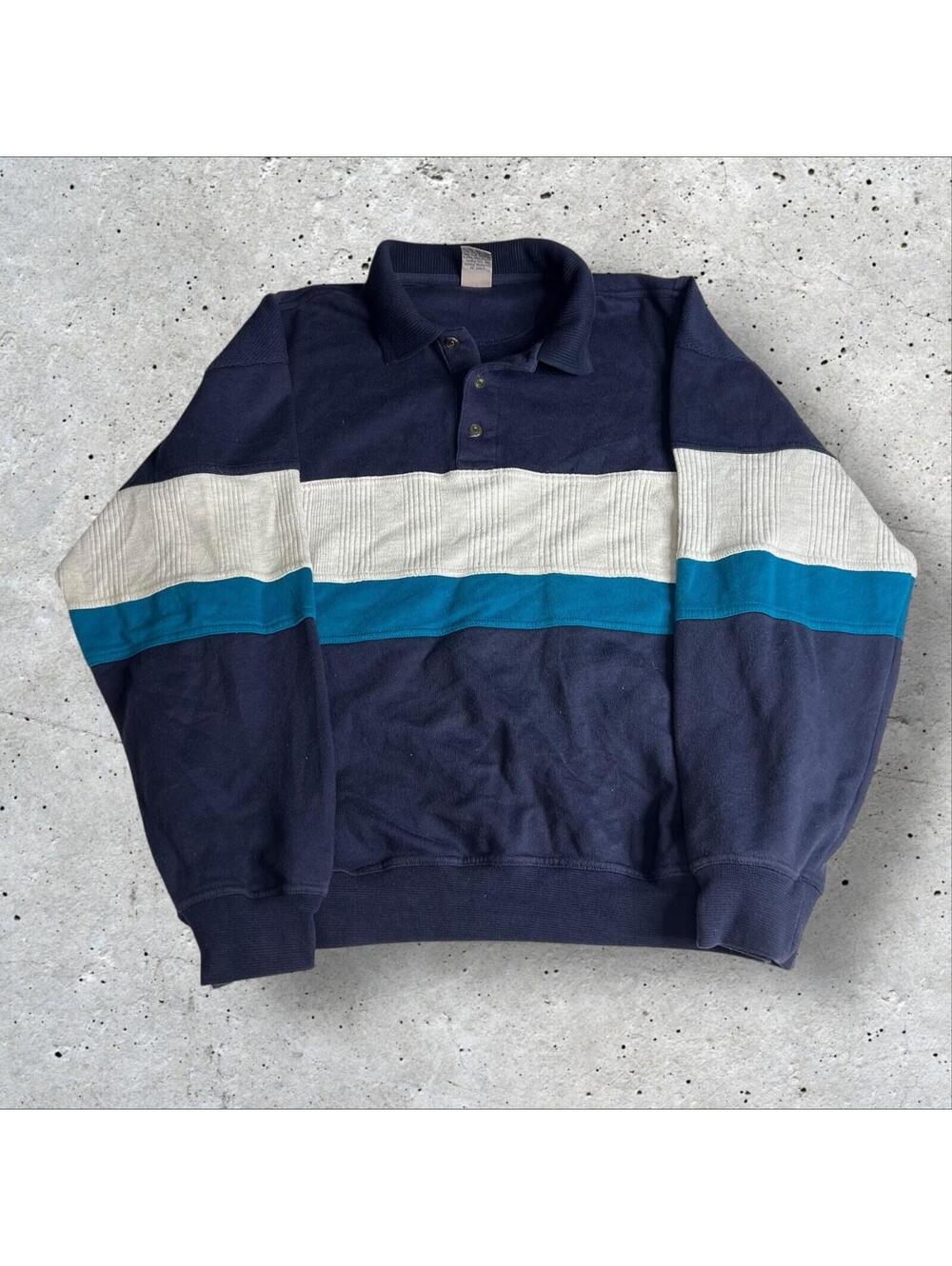 Vintage Windridge Color-block Fleece Pullover Sweater Size L